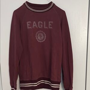 American Eagle Outfitters Red Crewneck Sweater with Ribbed Trim